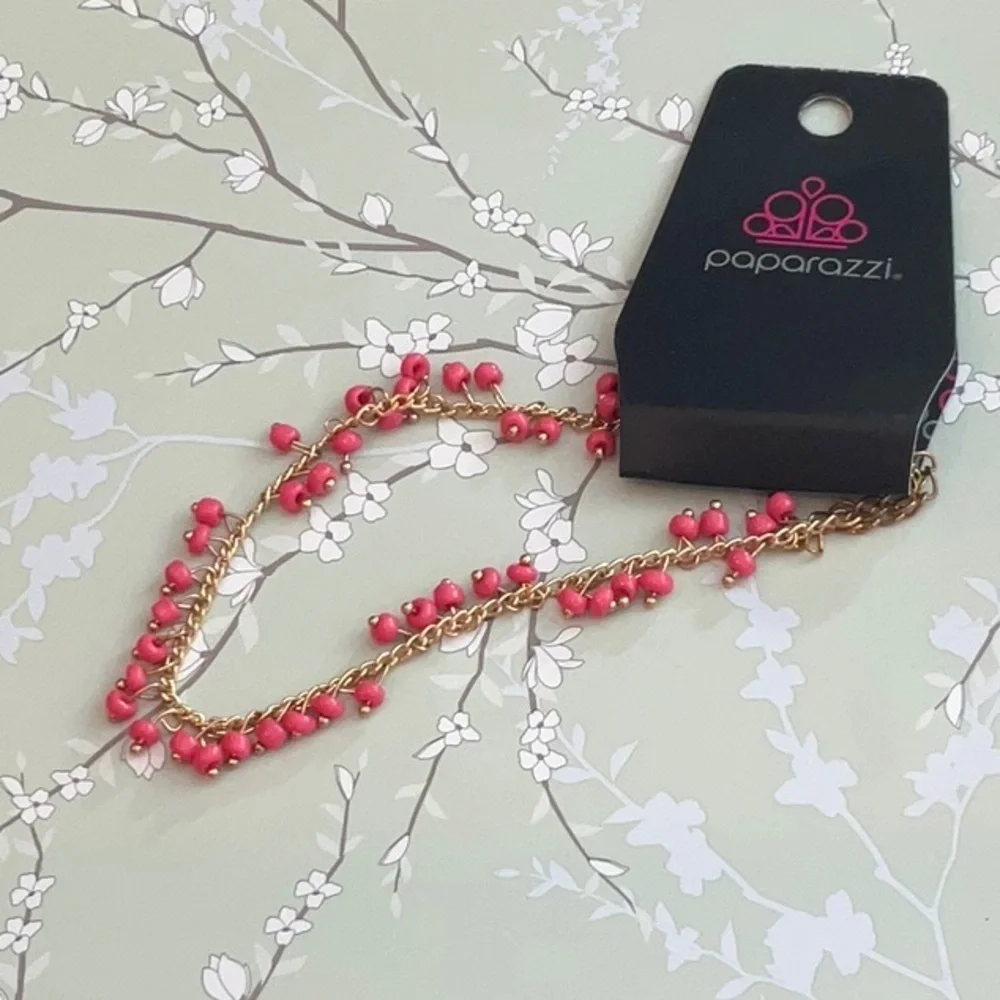 ❄️ Paparazzi | Pink and Gold Anklet Falling Blossoms Beach Bohemian